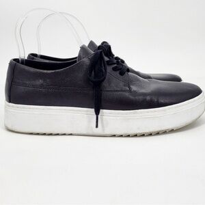 Eileen Fisher Prop Leather Platform Sneakers Black Lace Up Size 9 Shoe